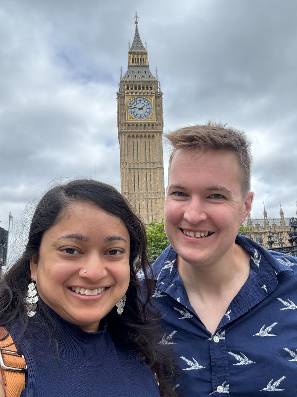 Neem and Mark in front of Big Ben