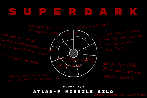 Super Dark starting screen