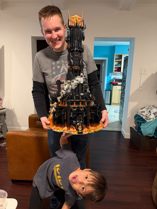 Logan and me finishing our giant lego set
